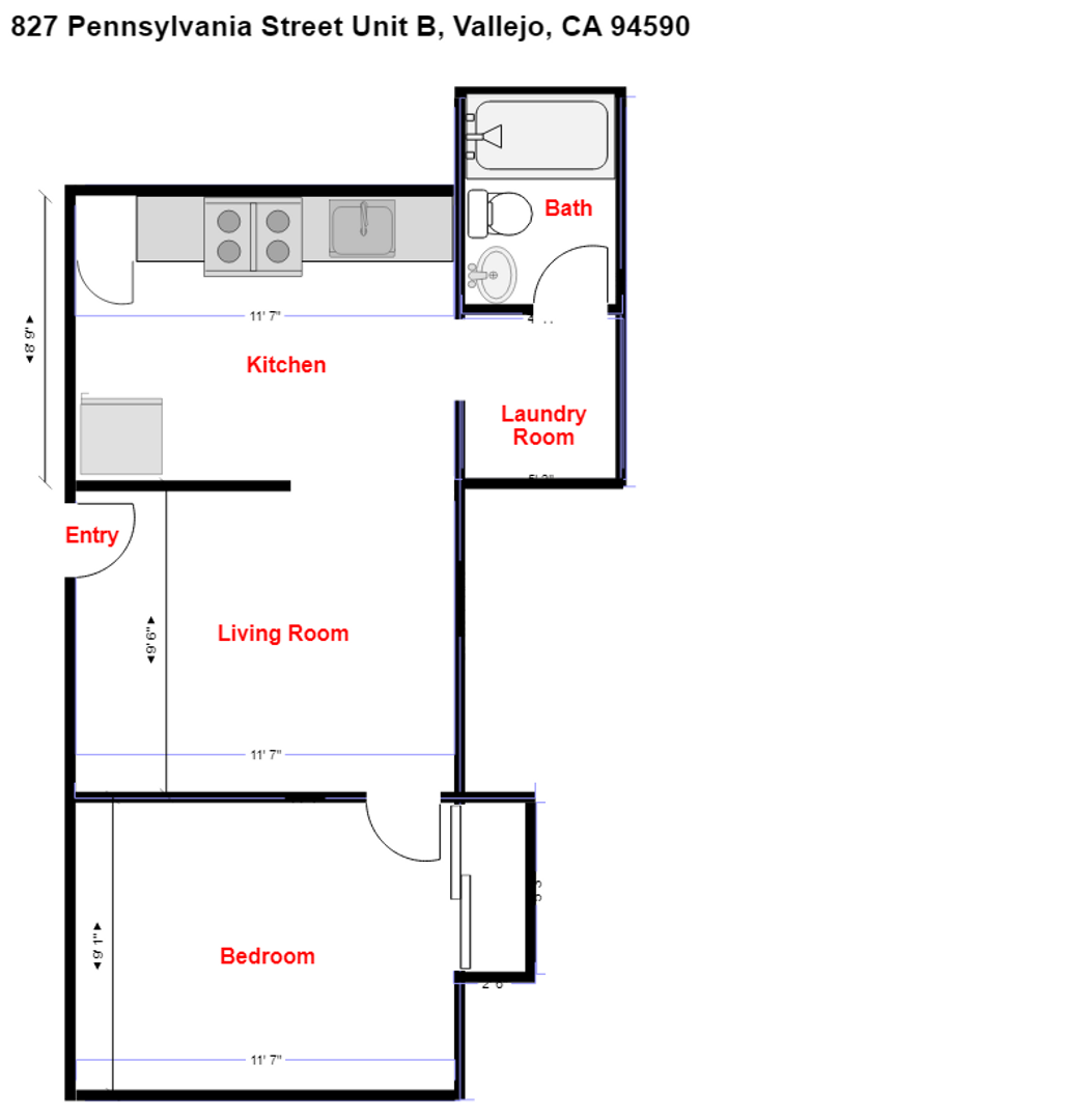 827 Pennsylvania Street Unit B - Vallejo - California - 1 bed, 1 bath rental property