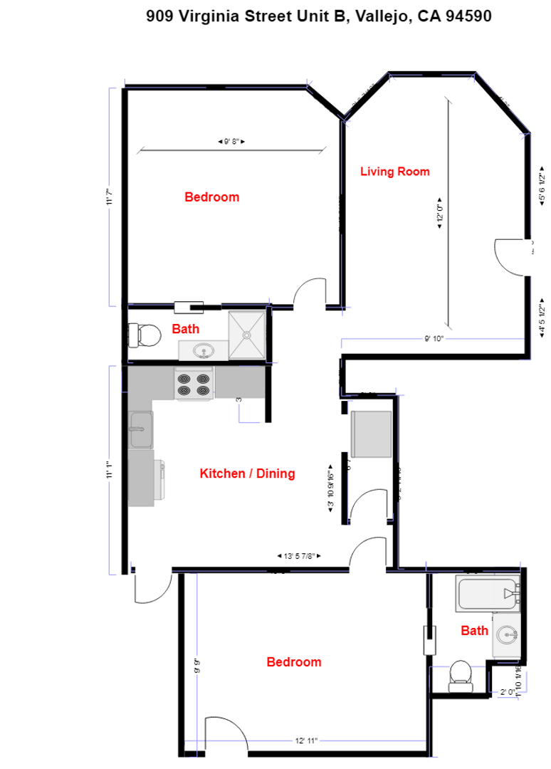 909 Virginia Street Unit B - Vallejo - California - 2 bed, 2 bath rental property