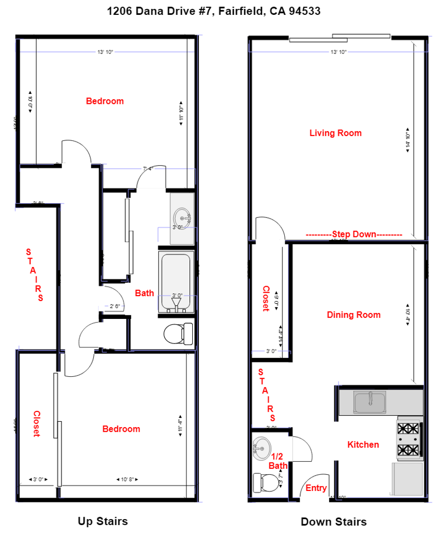 1200 Dana Drive - Unit 7 - Fairfield - California - 2 bed, 1.5 bath rental property