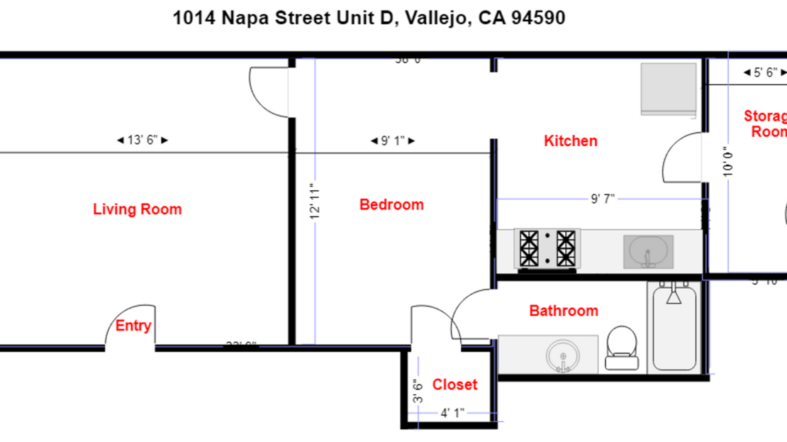1014 Napa Street Unit D - Vallejo - California - 1 bed, 1 bath rental property