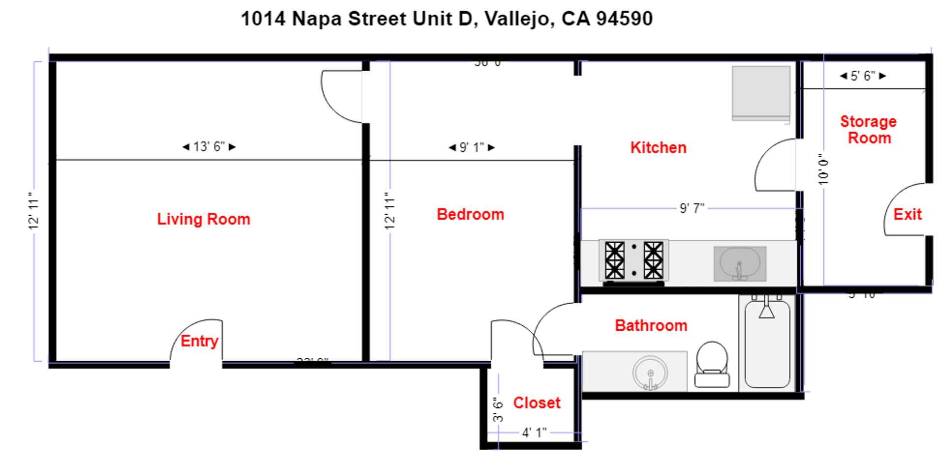 1014 Napa Street Unit D - Vallejo - California - 1 bed, 1 bath rental property
