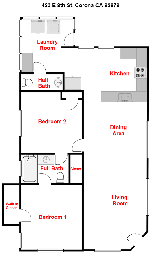 423 E. 8th St - Corona - California - 2 bed, 1.5 bath rental property