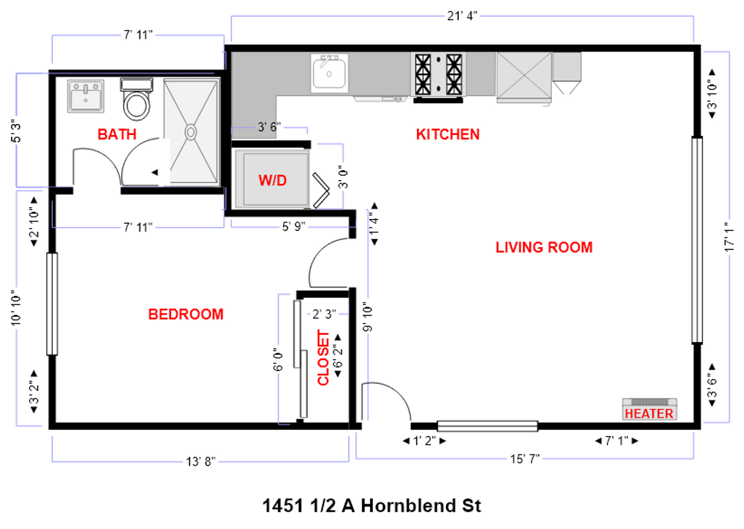 1451-1451 1/2 A & B Hornblend St - San Diego - California - 1 bed, 1 bath rental property
