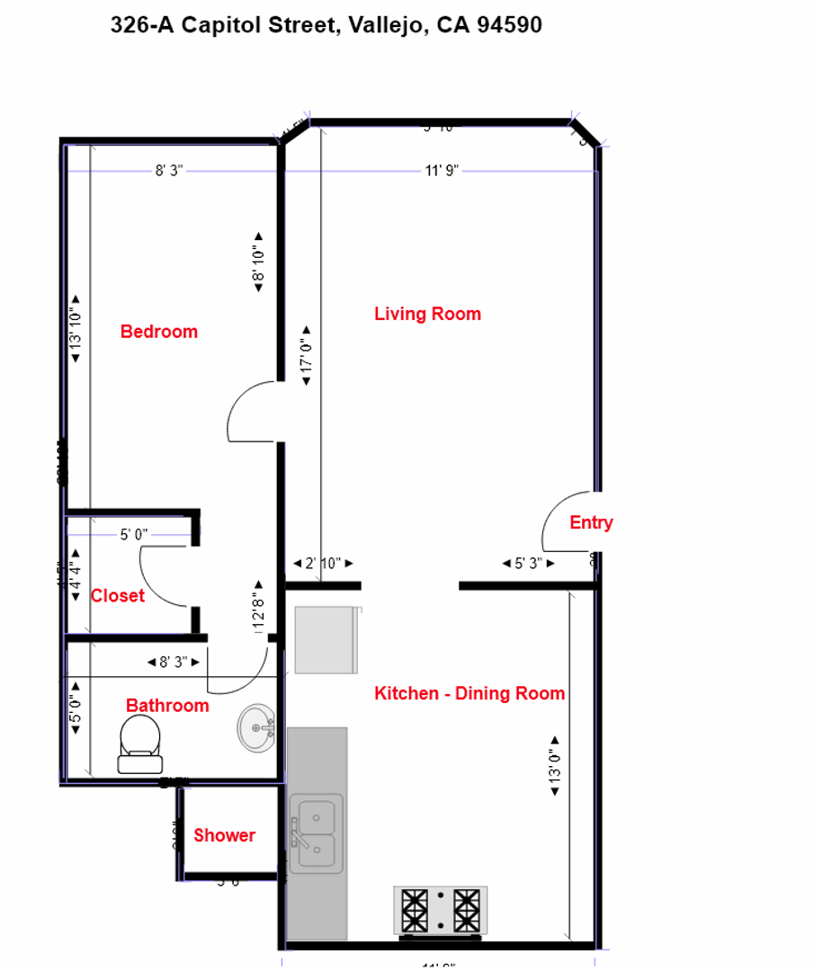 326 A Capitol Street  - Vallejo - California - 1 bed, 1 bath rental property