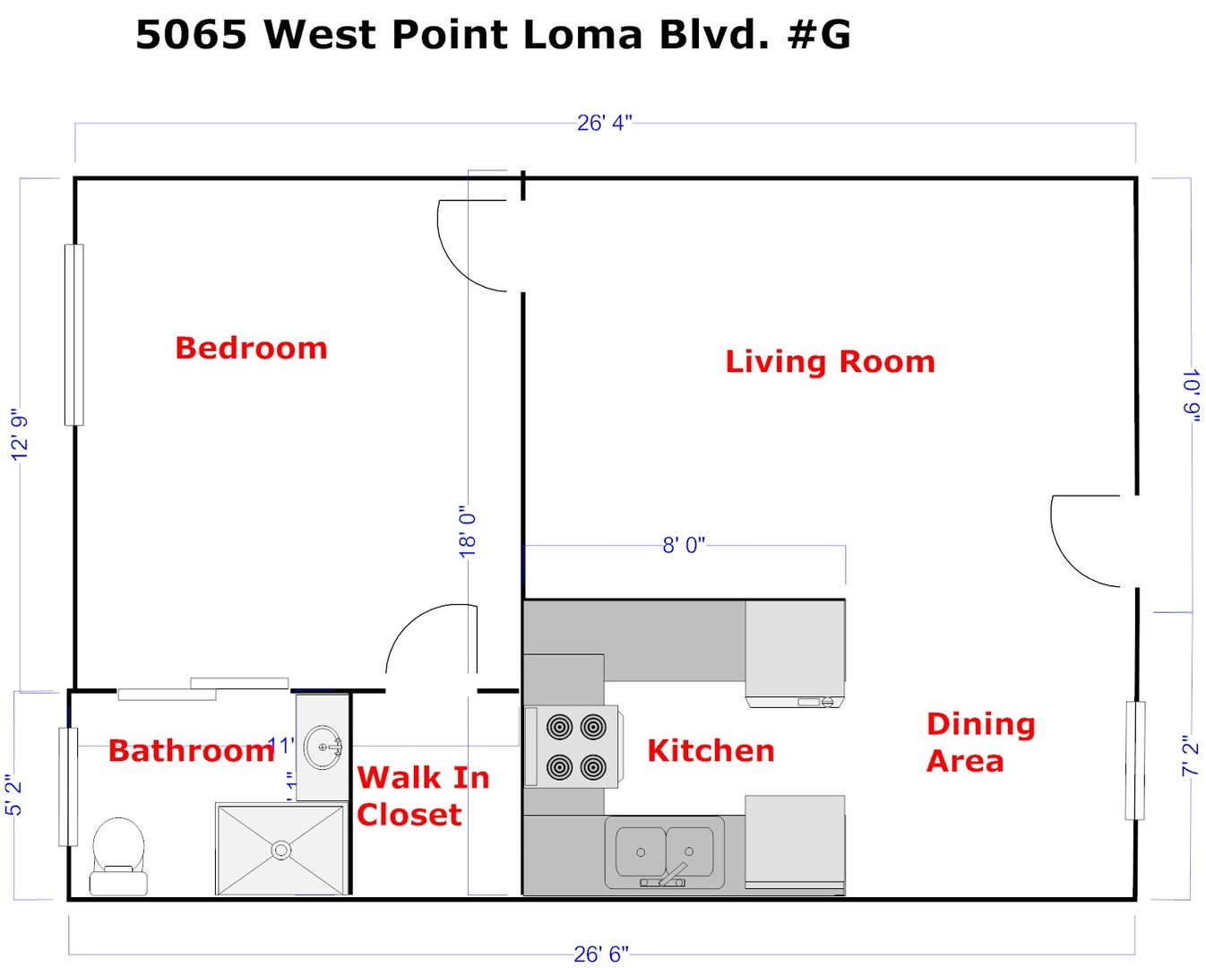 5065 W. Point Loma Blvd -G - San Diego - California - 1 bed, 1 bath rental property