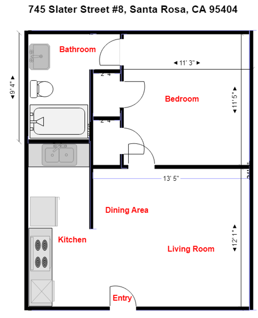 745 Slater Street #8 - Santa Rosa - California - 1 bed, 1 bath rental property