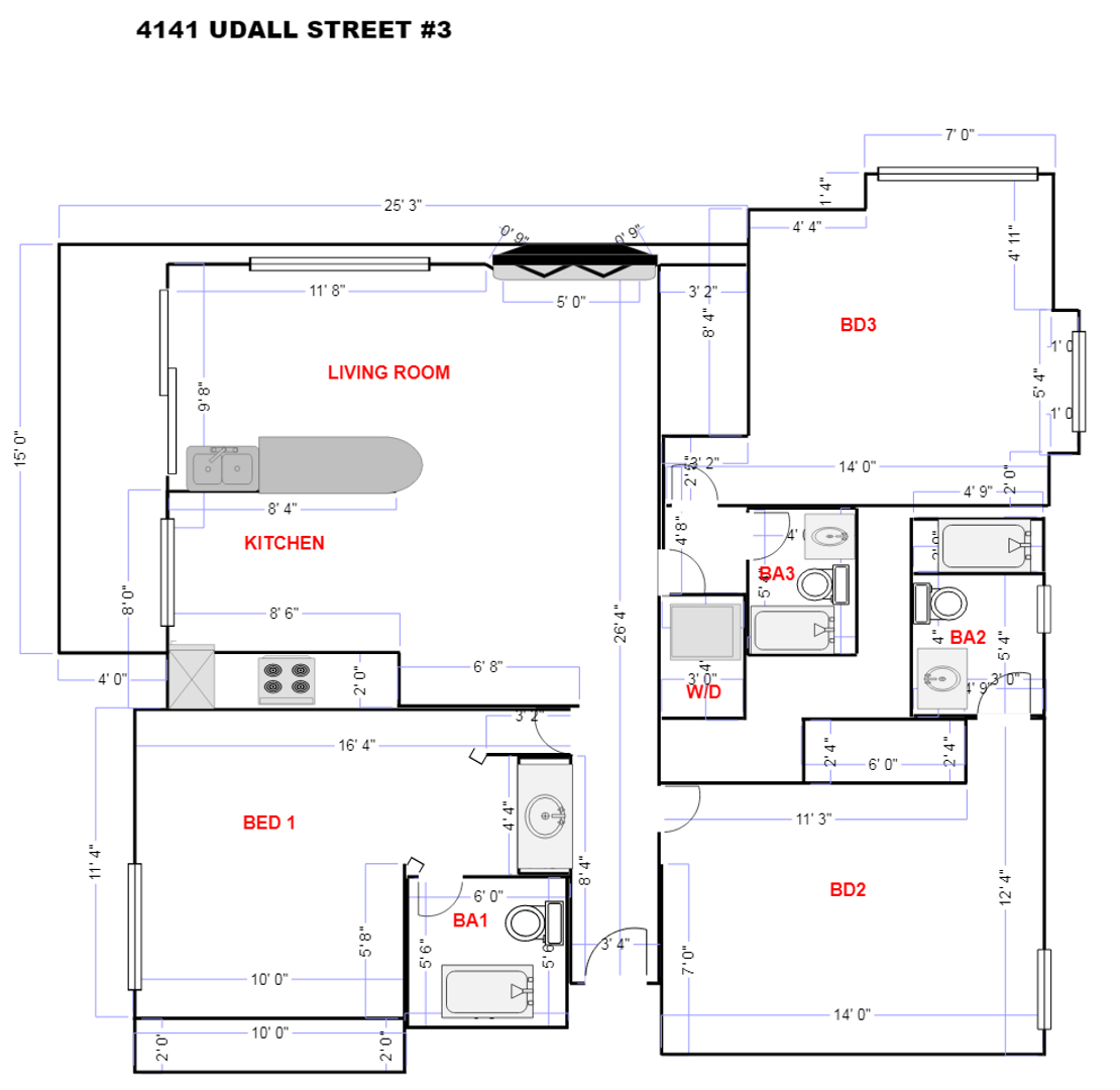 4141 Udall Street - San Diego - California - 3 bed, 3 bath rental property