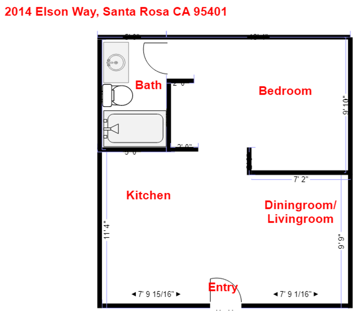 2014 Elson Way  - Santa Rosa - California - 1 bed, 1 bath rental property