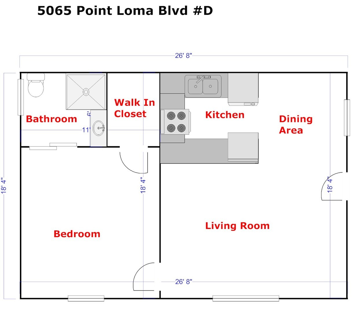 5065 W. Point Loma Blvd -D - San Diego - California - 1 bed, 1 bath rental property